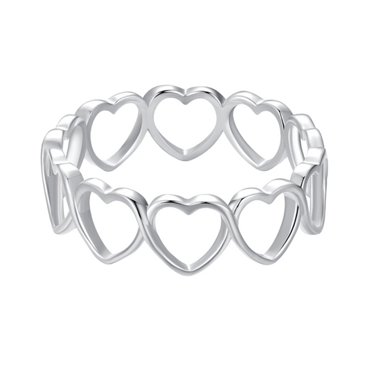 Anel Corações Vazados – Prata 925