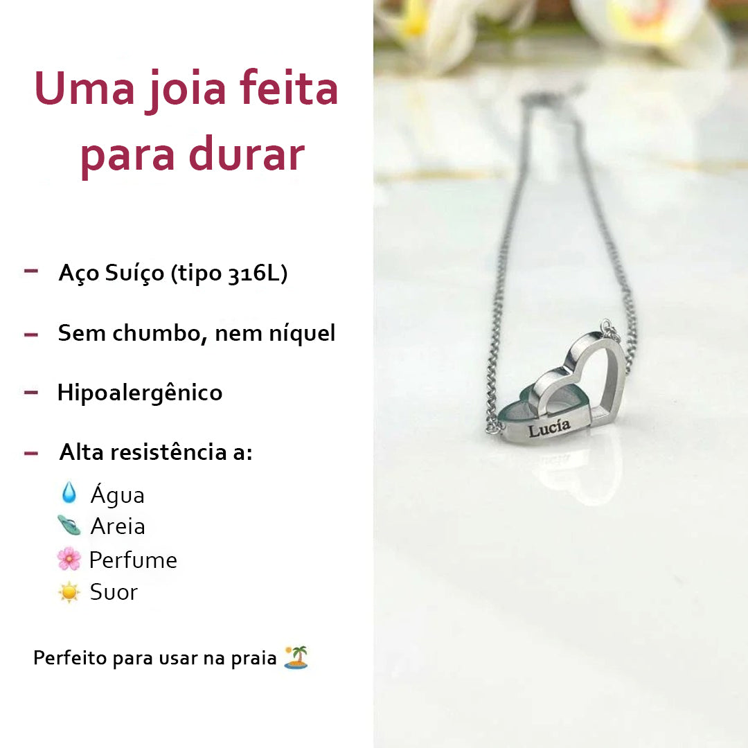 Caixa Amor de Quatro Rosas & Colar Personalizado