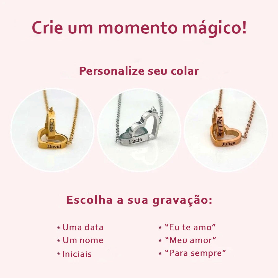 Caixa Amor de Quatro Rosas & Colar Personalizado